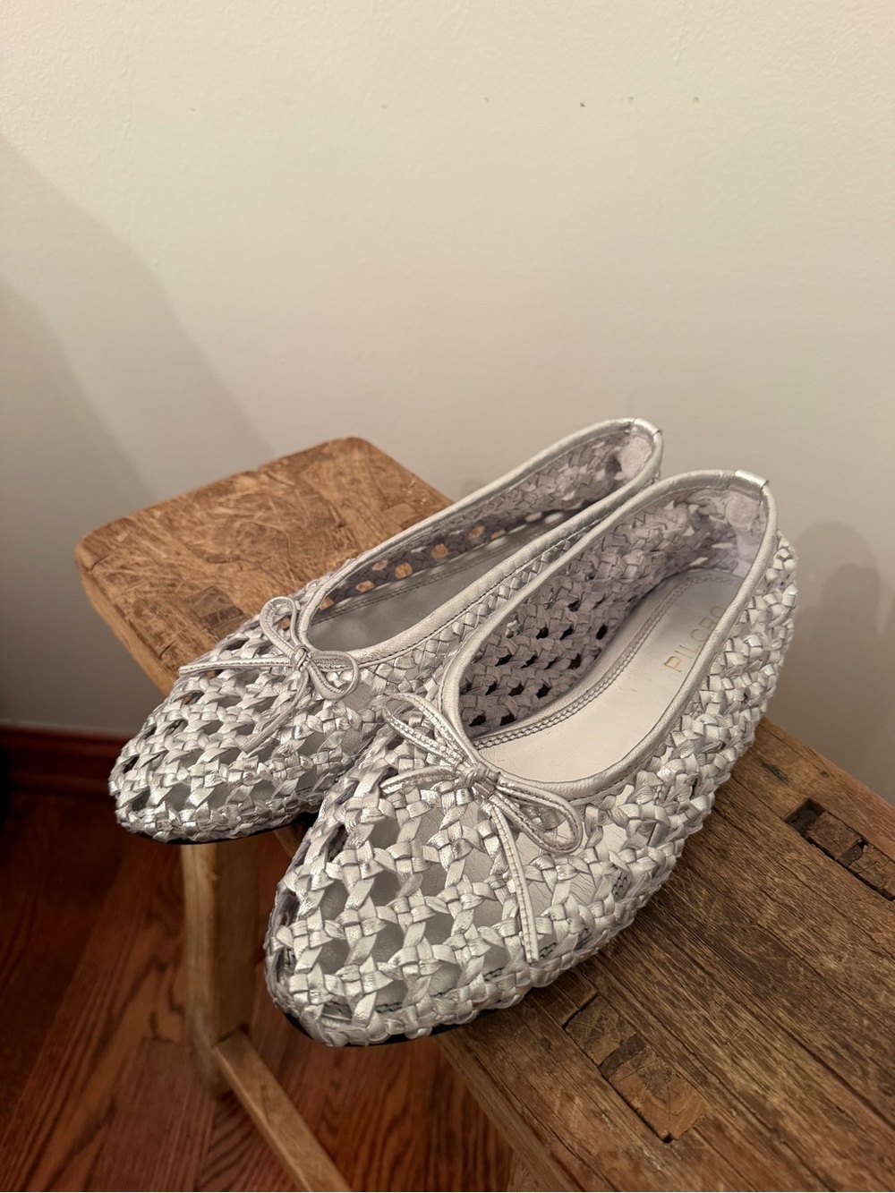 Silver Woven Ballet Flat by